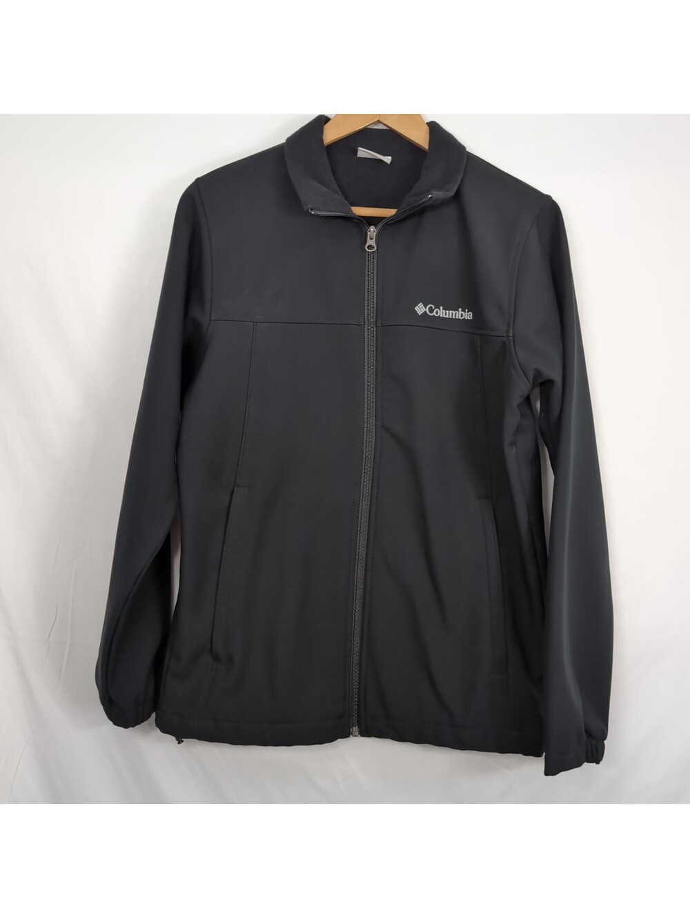 Columbia Softshell Jacket Mens Small Black Ascender Full Zip Fleece Lined WM6044